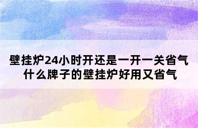 壁挂炉24小时开还是一开一关省气 什么牌子的壁挂炉好用又省气